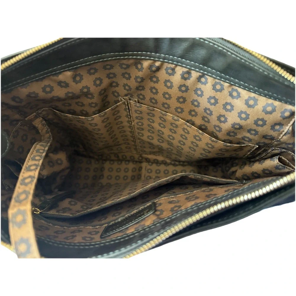 Erik Javits‎ TasselPurse Charcoal Gray Multiple Compartments Hidden Outer Pocket